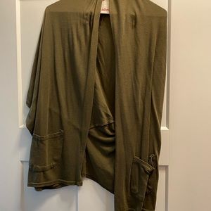 Green Sweater Open Front Top